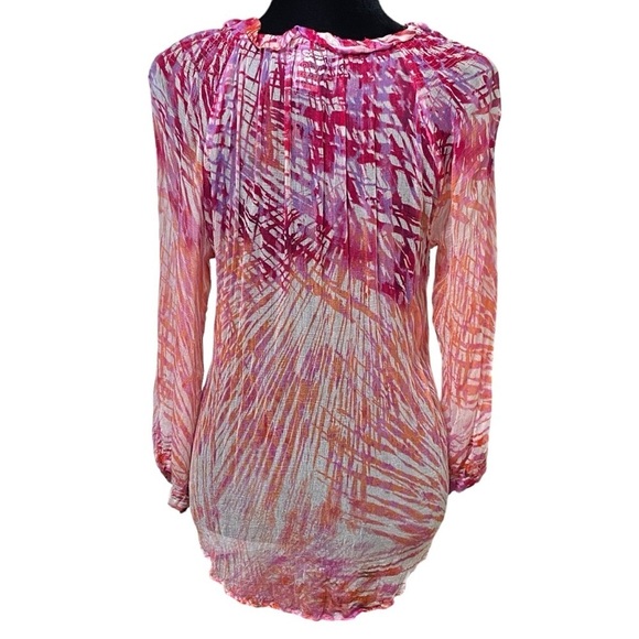 Casual Studio Sheer Abstract Top Small Purple Orange Boho Hippie Festival Retro - Picture 4 of 6